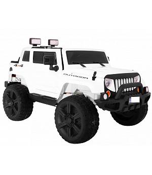 Mighty Jeep coche batería para niños, 4 MOTORES 12V, blanco, 2 plazas, RC INDA531-RA-HL-1668